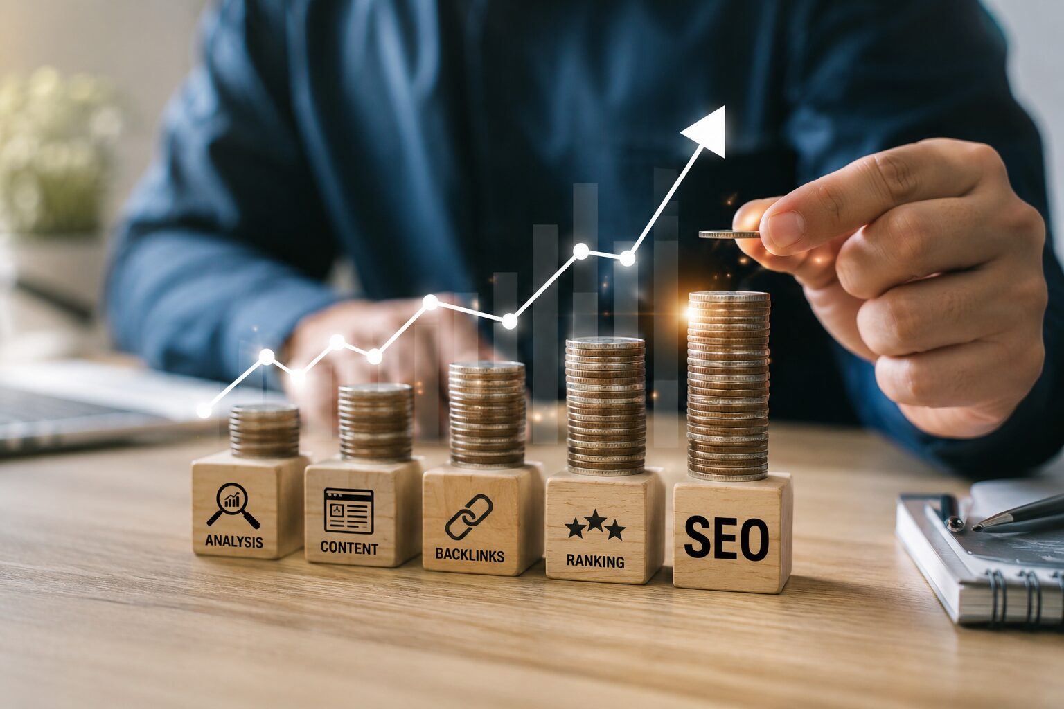 Business investment in SEO Services in Canada shown through rising analytics, digital growth charts, and strategic online marketing by Aptklick.